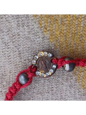 Handmade Catholic Adjustable Bracelet With Saint Benedict Medal & Beads